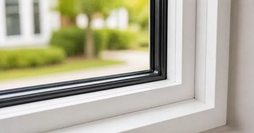 technician repairing window and door hardware in Melville, Caledon home