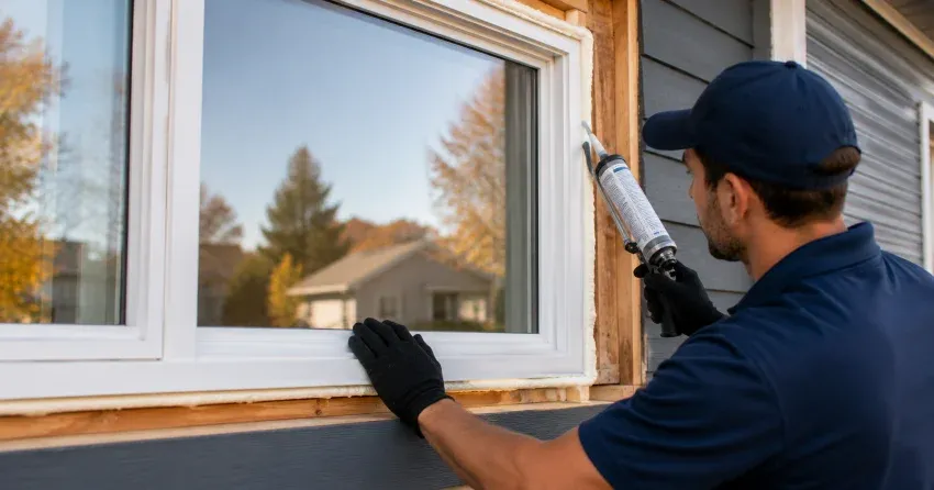 technician installing a new vinyl window in Mono Mills, Caledon
