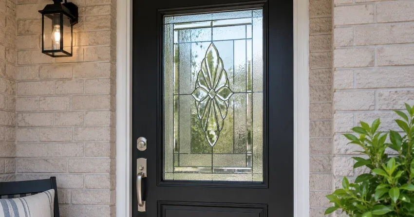 technician replacing a cracked decorative glass panel in Sandhill, Caledon