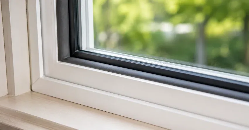 technician inspecting window weatherstripping for drafty window repair Caledon