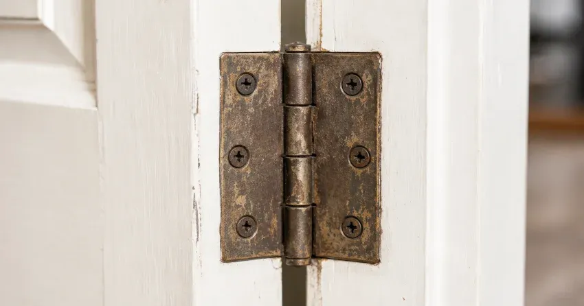 technician adjusting a sagging door hinge in Mayfield West, Caledon