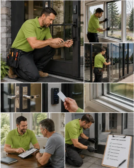 A technician sealing the perimeter of a newly installed window